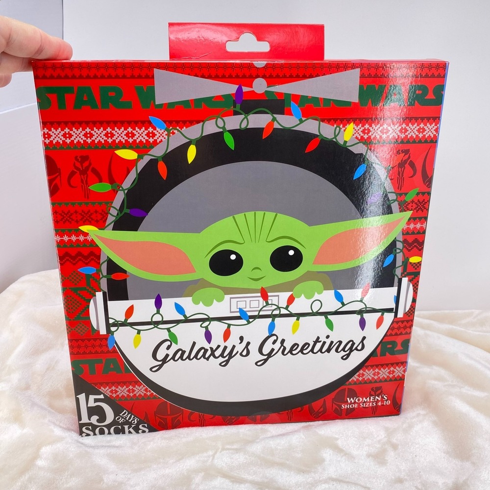 NEW In Box STAR WARS Baby Yoda 15 Days of Socks Women's Shoe 4-10 Christmas